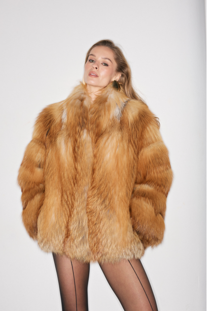 Women's red fox fur coat