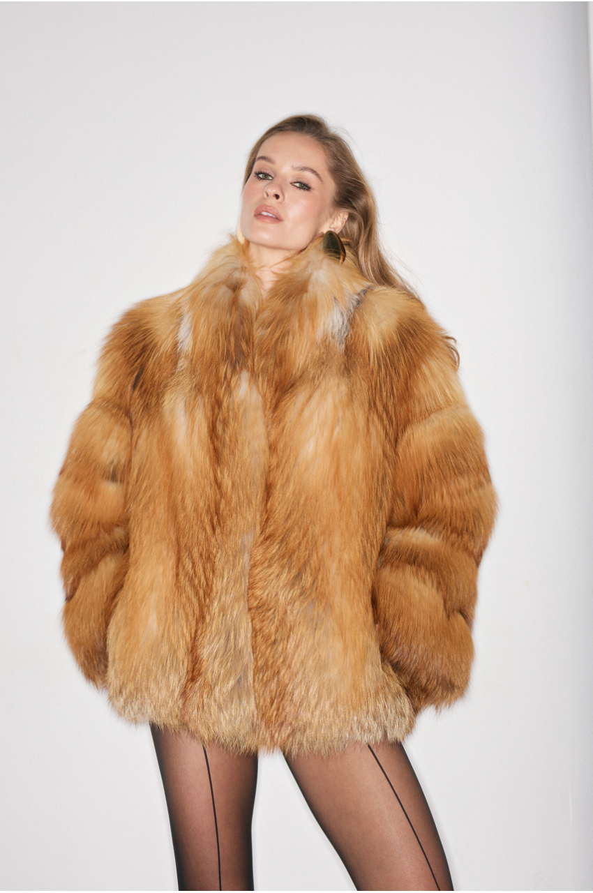Women's red fox fur coat