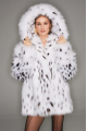 White Canadian fox fur coat with hood