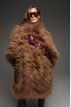 Brown natural llama fur coat