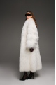 Long women's white fox fur coat