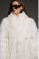 Long women's white fox fur coat