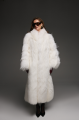 Long women's white fox fur coat