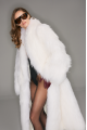 Long women's white fox fur coat