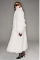 Long women's white fox fur coat