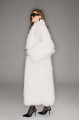 Long women's white fox fur coat