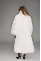 Long women's white fox fur coat