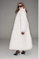 Long women's white fox fur coat