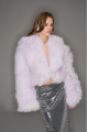 Short lavender llama fur coat