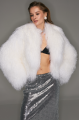 Short white llama fur coat
