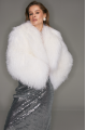 Short white llama fur coat