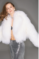 Short white llama fur coat