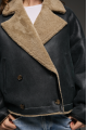 Reversible anthracite-colored sheepskin bomber jacket