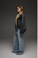Reversible anthracite-colored sheepskin bomber jacket