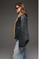 Reversible anthracite-colored sheepskin bomber jacket