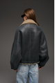 Reversible anthracite-colored sheepskin bomber jacket