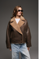 Reversible brown sheepskin bomber jacket
