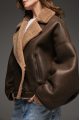 Reversible brown sheepskin bomber jacket