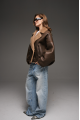Reversible brown sheepskin bomber jacket