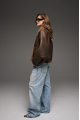 Reversible brown sheepskin bomber jacket