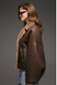 Reversible brown sheepskin bomber jacket