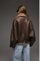 Reversible brown sheepskin bomber jacket