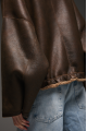 Reversible brown sheepskin bomber jacket