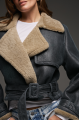 Stylish sheepskin coat made of natural sheepskin in anthracite color in VINTAGE style
