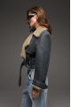 Stylish sheepskin coat made of natural sheepskin in anthracite color in VINTAGE style