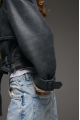 Stylish sheepskin coat made of natural sheepskin in anthracite color in VINTAGE style