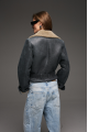 Stylish sheepskin coat made of natural sheepskin in anthracite color in VINTAGE style