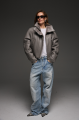 Short sheepskin coat made of Tuscan sheepskin in gray color
