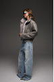 Short sheepskin coat made of Tuscan sheepskin in gray color