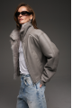 Short sheepskin coat made of Tuscan sheepskin in gray color