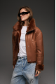Short red Tuscan sheepskin coat