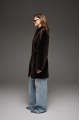 Chocolate-colored suede double-sided sheepskin coat