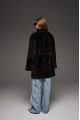 Chocolate-colored suede double-sided sheepskin coat