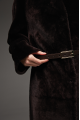 Chocolate-colored suede double-sided sheepskin coat