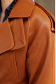 Women's jacket of brown color made of genuine leather in OVERSIZE style