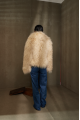 Women's beige sheepskin coat made of natural llama