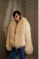 Women's beige sheepskin coat made of natural llama