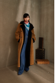 Suede sheepskin coat made of natural brown sheepskin in the style of VINTAGE