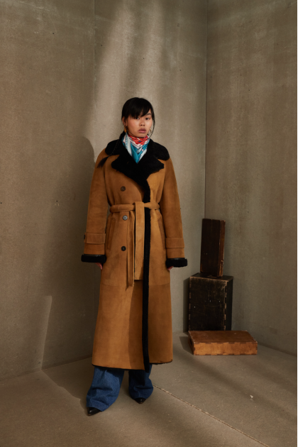 Suede sheepskin coat