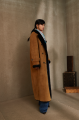 Suede sheepskin coat made of natural brown sheepskin in the style of VINTAGE