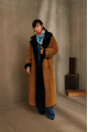 Suede sheepskin coat made of natural brown sheepskin in the style of VINTAGE