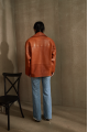 Stylish jacket-jacket made of natural brown leather in OVERSIZE style