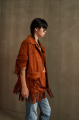 Women's suede jacket made of genuine brown leather in COWBOY style