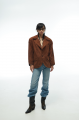 OVERSIZE suede jacket made of genuine brown leather