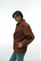 OVERSIZE suede jacket made of genuine brown leather