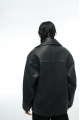 Stylish jacket-jacket made of genuine black leather in OVERSIZE style